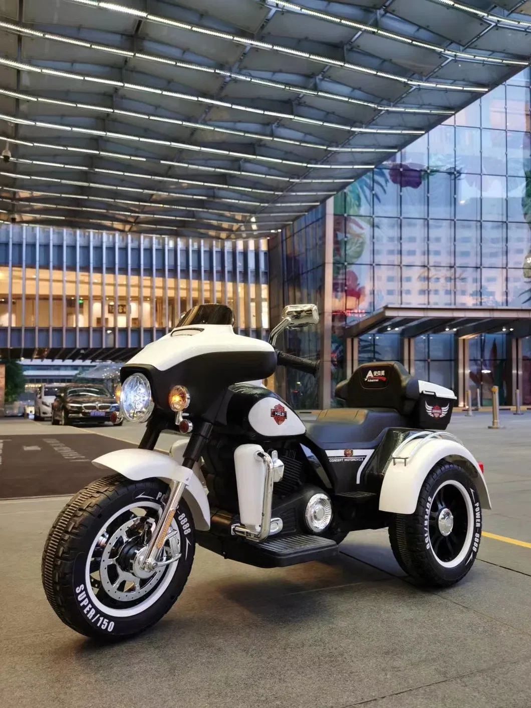 12V Children Ride on Motorcycle with Battery 3 Wheel Big Size Kids B/O Toy Car with Key