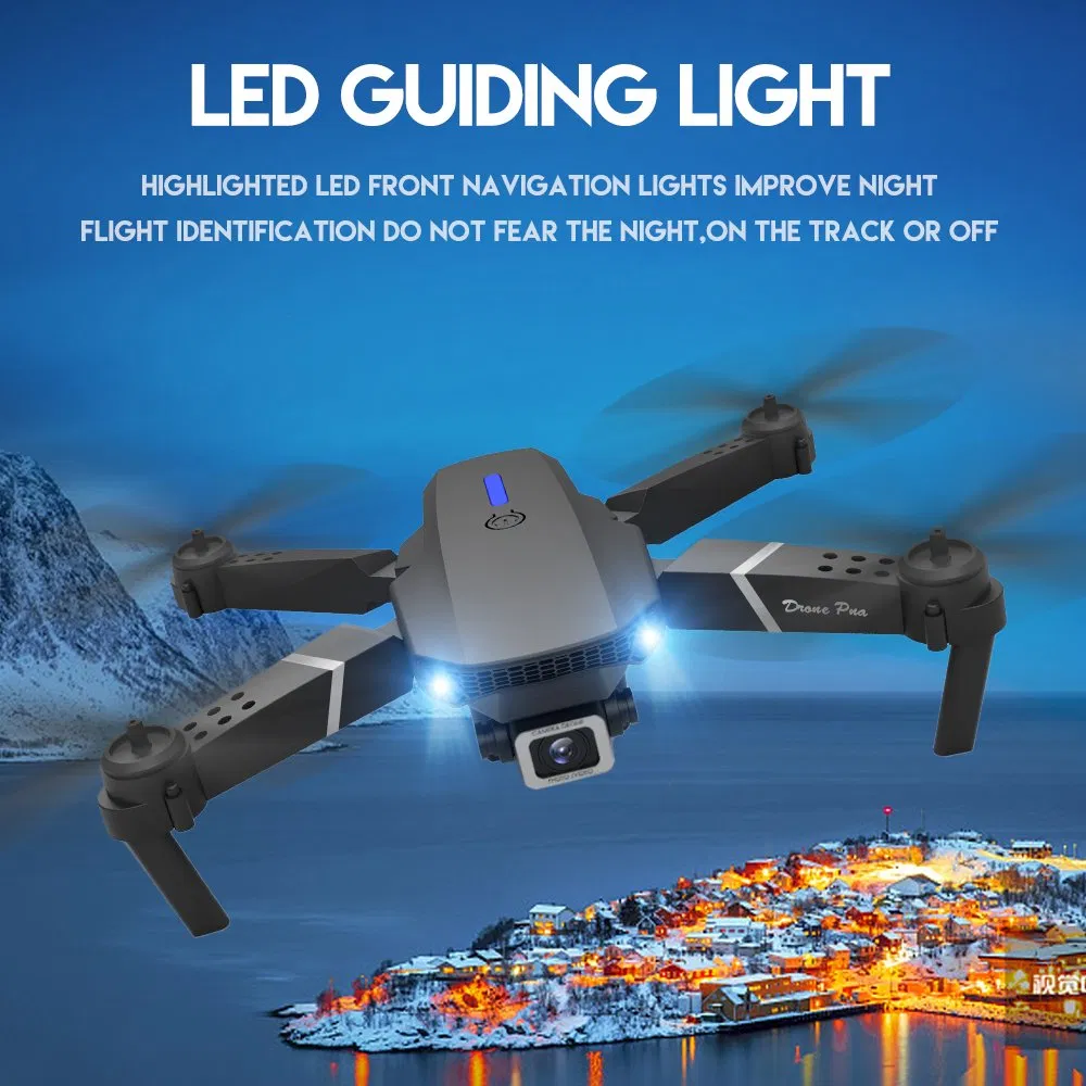 2.4G 4-Channel LED RC Quadcopter Remote Control Mini Drone for Kids with CE (E88-Black 4K Double)