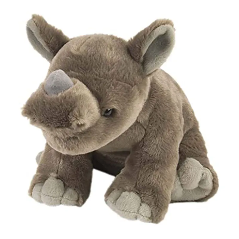 2020 Factory Hot Sale OEM Recycled Fabric Stuffed Plush Grey Rhino Soft Animal Hair Toy
