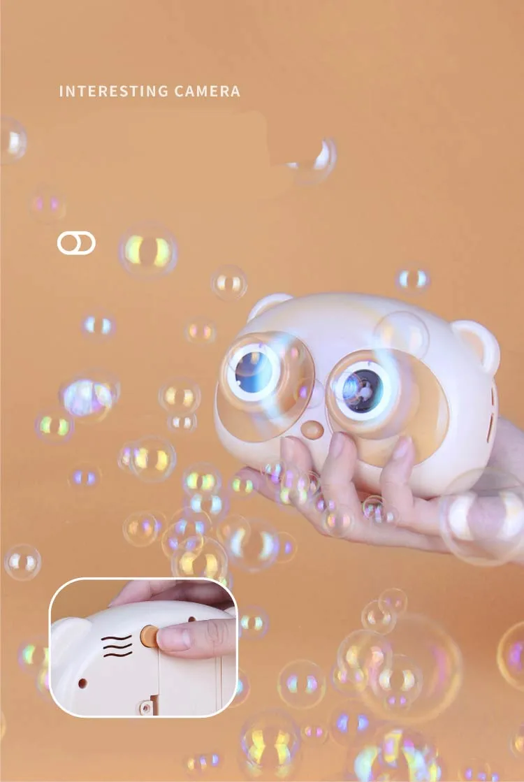 2020 Hot Selling Pink Pig Plastic Electric Kids Camera Soap Water Blowing Maker Machine Bubble Toys
