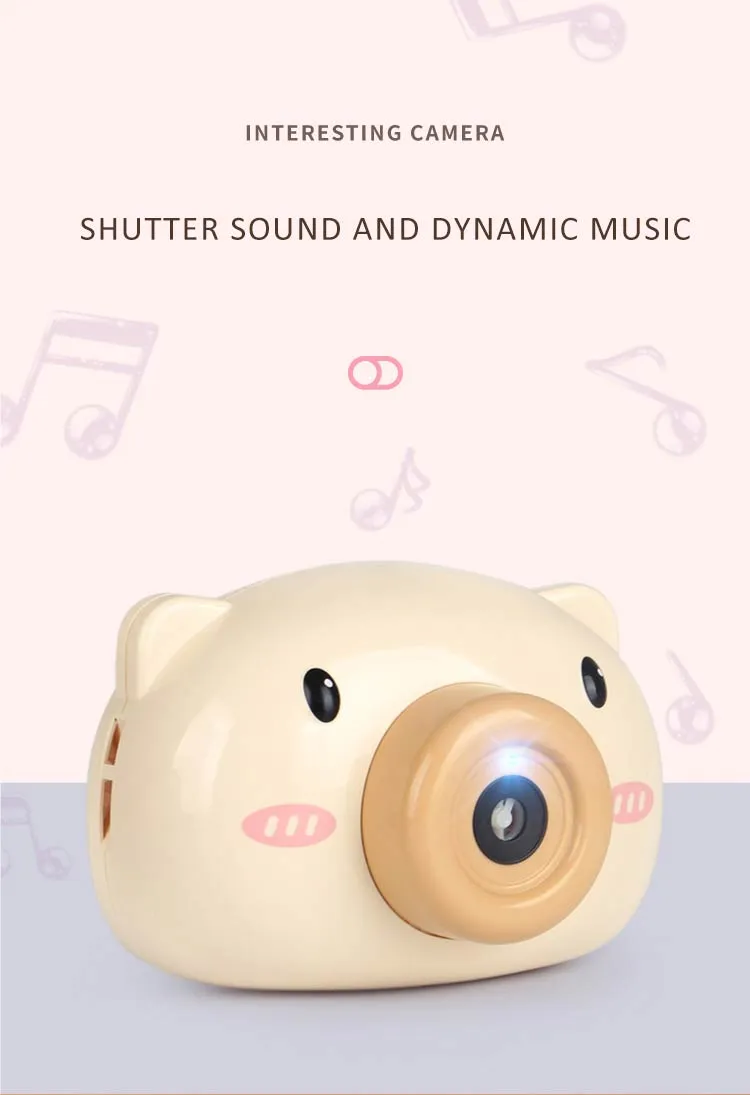 2020 Hot Selling Pink Pig Plastic Electric Kids Camera Soap Water Blowing Maker Machine Bubble Toys