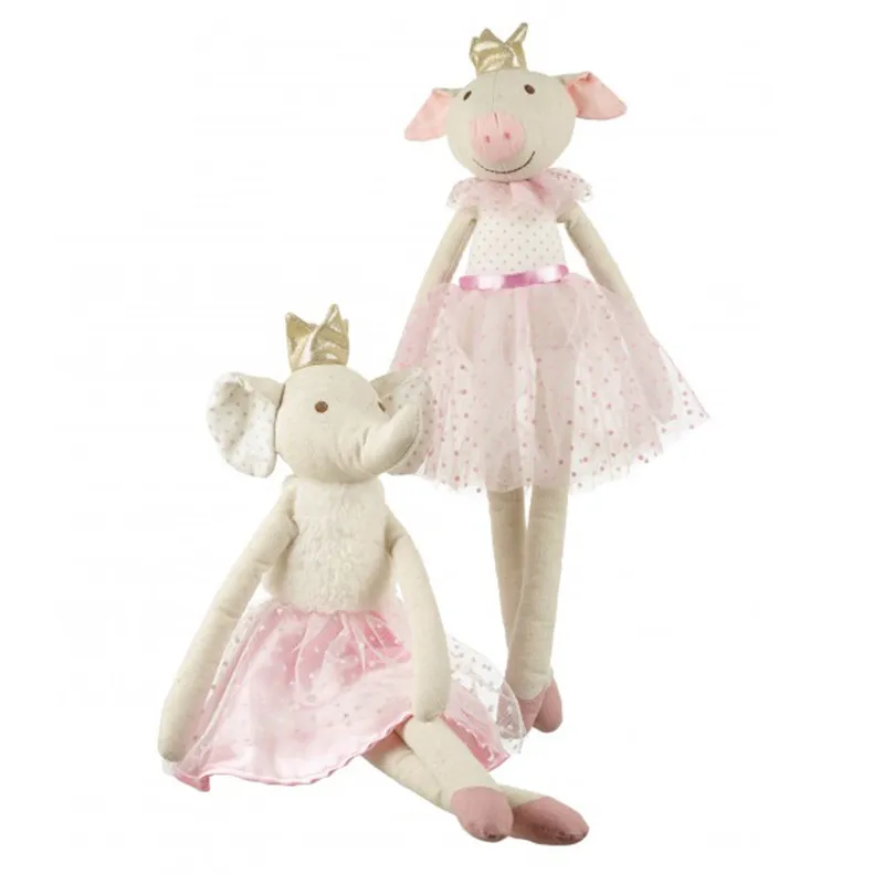 2021 Cute Baby Girl Birthday Gift Shinny Dress Plush Pig Toy Wholesale OEM Soft Pink Dress Pig Toy