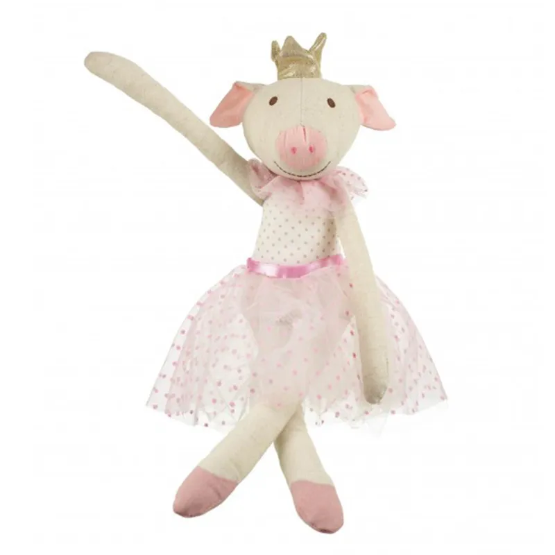 2021 Cute Baby Girl Birthday Gift Shinny Dress Plush Pig Toy Wholesale OEM Soft Pink Dress Pig Toy