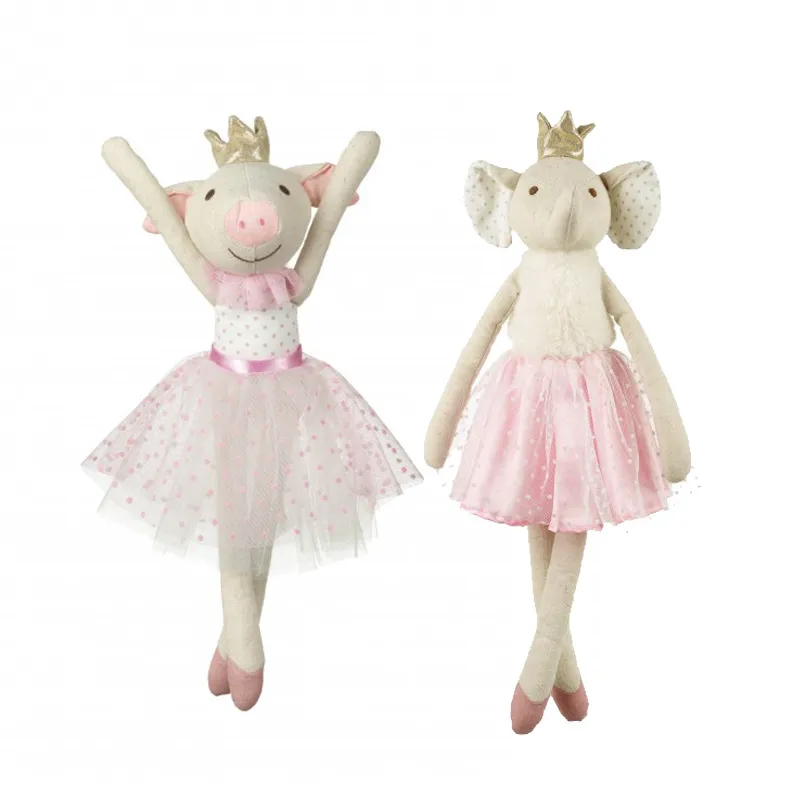 2021 Cute Baby Girl Birthday Gift Shinny Dress Plush Pig Toy Wholesale OEM Soft Pink Dress Pig Toy