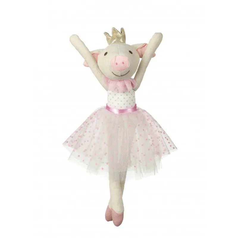 2021 Cute Baby Girl Birthday Gift Shinny Dress Plush Pig Toy Wholesale OEM Soft Pink Dress Pig Toy
