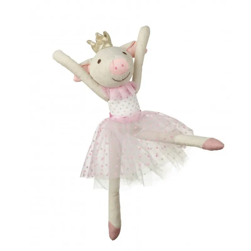 2021 Cute Baby Girl Birthday Gift Shinny Dress Plush Pig Toy Wholesale OEM Soft Pink Dress Pig Toy