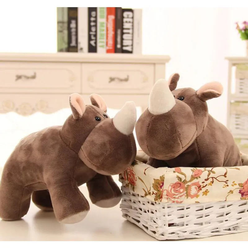 2021 Factory Hot Sale Handmade Cute Plush Stuffed Rhinoceros Toys for Zoo Kid′s Gift