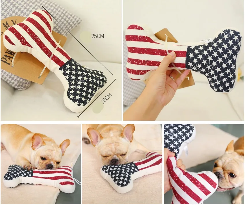 25cm Big Bone Shaped Plush Squeaker Dog Pet Toy