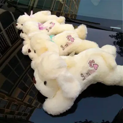 27-40cm Soft Stuffed Peluches Baby Toy Lying White Plush Dog