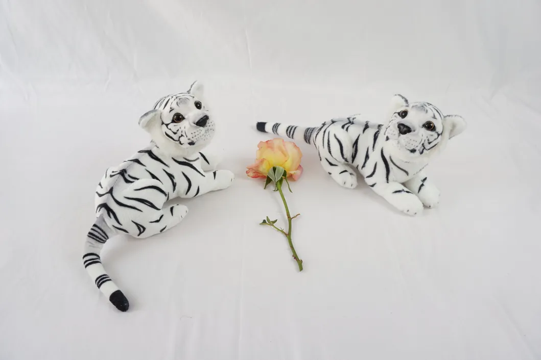 30cm New Lying Brown Tiger Jungle Soft Animals Baby Craft Realistic Plush Toys