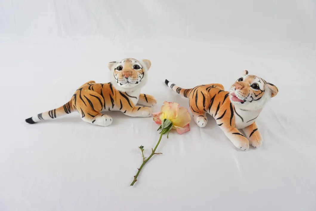 30cm New Lying Brown Tiger Jungle Soft Animals Baby Craft Realistic Plush Toys