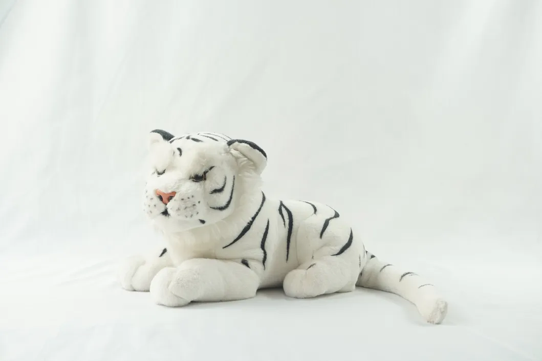 35cm New Lying White Leopard Products Soft Jungle Animal Plush Toy for Factory