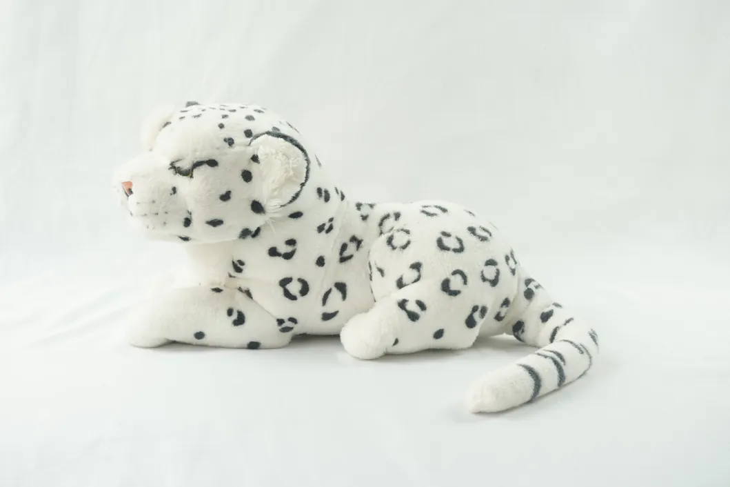 35cm New Lying White Leopard Products Soft Jungle Animal Plush Toy for Factory