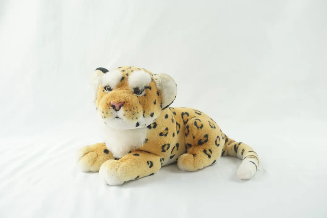 35cm New Lying White Leopard Products Soft Jungle Animal Plush Toy for Factory