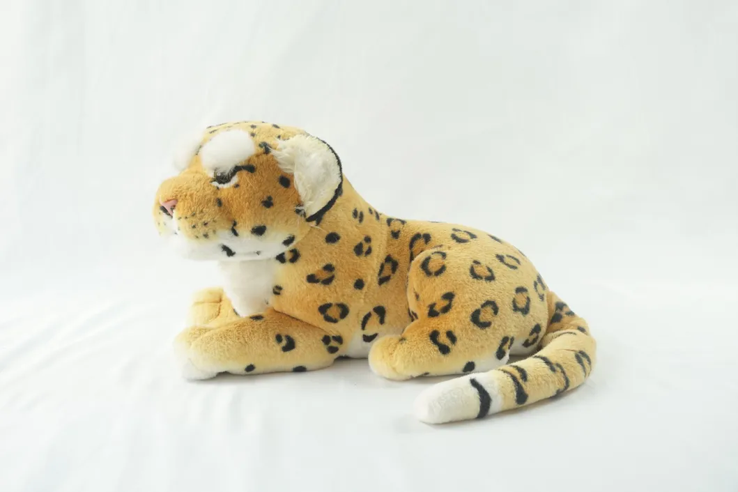 35cm New Lying White Leopard Products Soft Jungle Animal Plush Toy for Factory