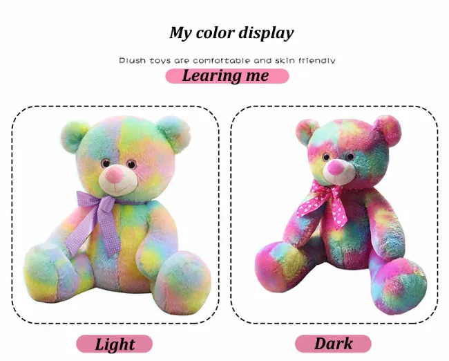 45cm/60cm Rainbow Colored Plush Teddy Bear