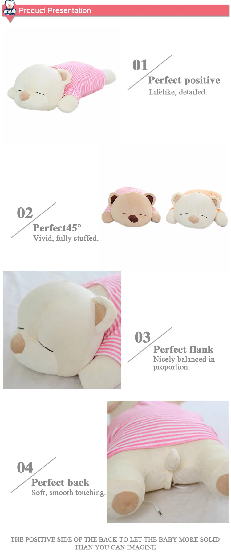45cm Lying Bear Super Soft Plush Squishy Pillow Animal