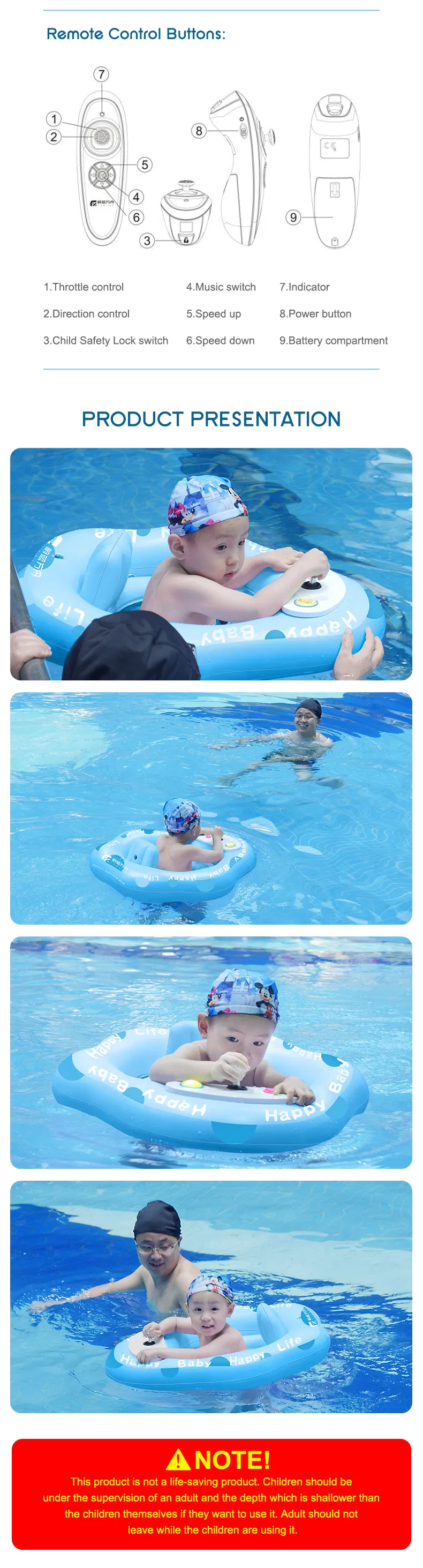 Battery Powered Electric Ride on Toy in Water for Kids