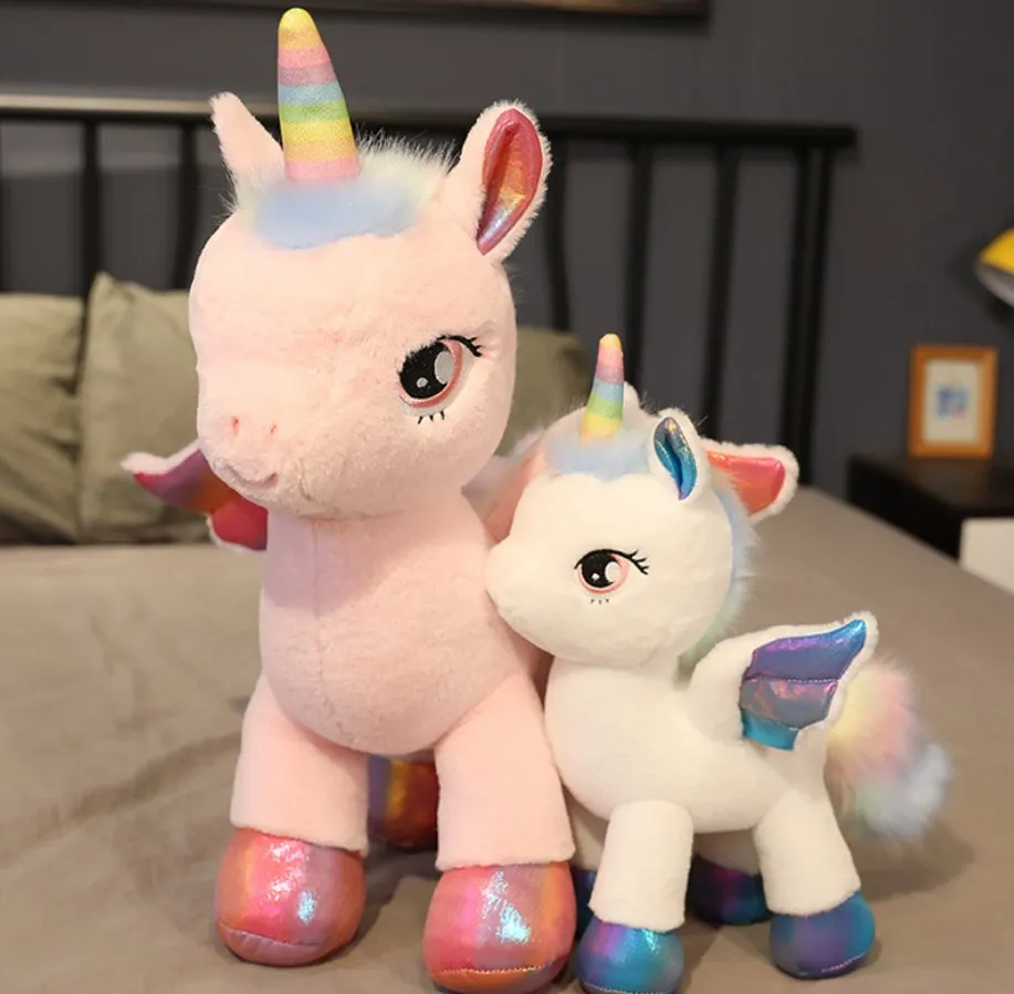 Beautiful Design Soft Toy Plush Toys Unicorn Lying Rainbow Colorful Unicorn with Wings Stuffed Animal
