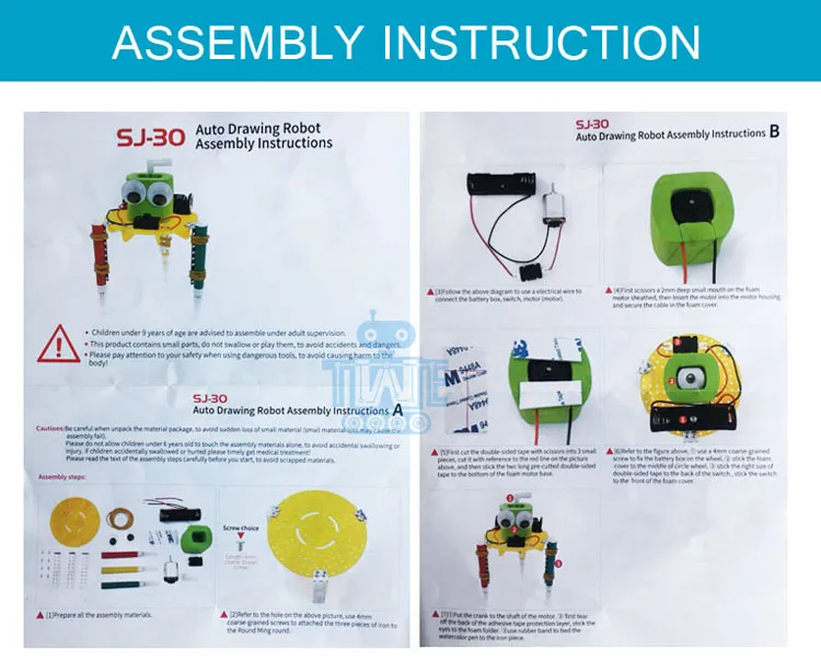 Children Creative 3 in 1 Doodling Graffiti Robot Electrical Auto Drawing Machine DIY Science Education Toy