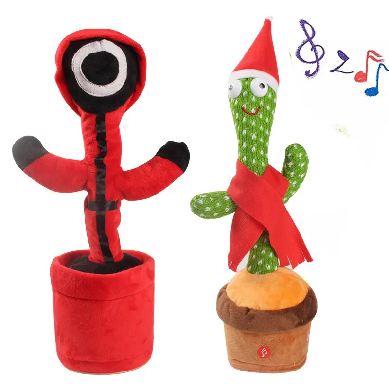 Children Educational Squid Game Talking Dancing Cactus Plush Stuffed Toy for Christmas Promotional Gifts