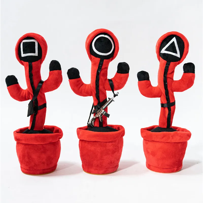 Children Educational Squid Game Talking Dancing Cactus Plush Stuffed Toy for Christmas Promotional Gifts