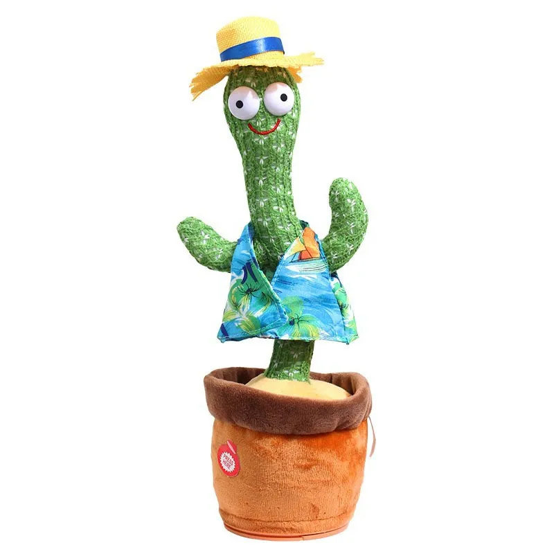 Christmas Cactus Plush Toy Electronic Shake Dancing Toy with The Song Plush Cute Dancing Cactus Early Childhood Talking Cactus