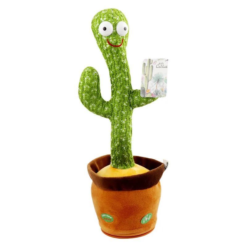 Christmas Cactus Plush Toy Electronic Shake Dancing Toy with The Song Plush Cute Dancing Cactus Early Childhood Talking Cactus