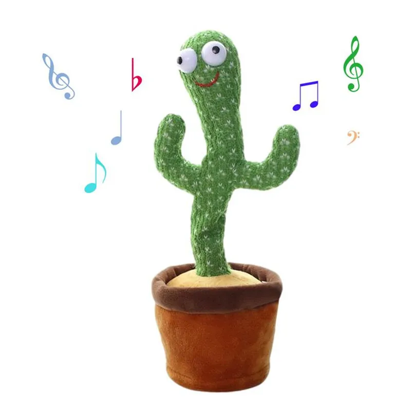 Christmas Cactus Plush Toy Electronic Shake Dancing Toy with The Song Plush Cute Dancing Cactus Early Childhood Talking Cactus