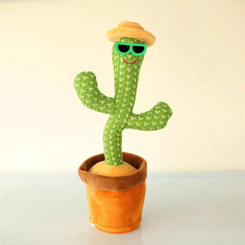 Christmas Cactus Plush Toy Electronic Shake Dancing Toy with The Song Plush Cute Dancing Cactus Early Childhood Talking Cactus