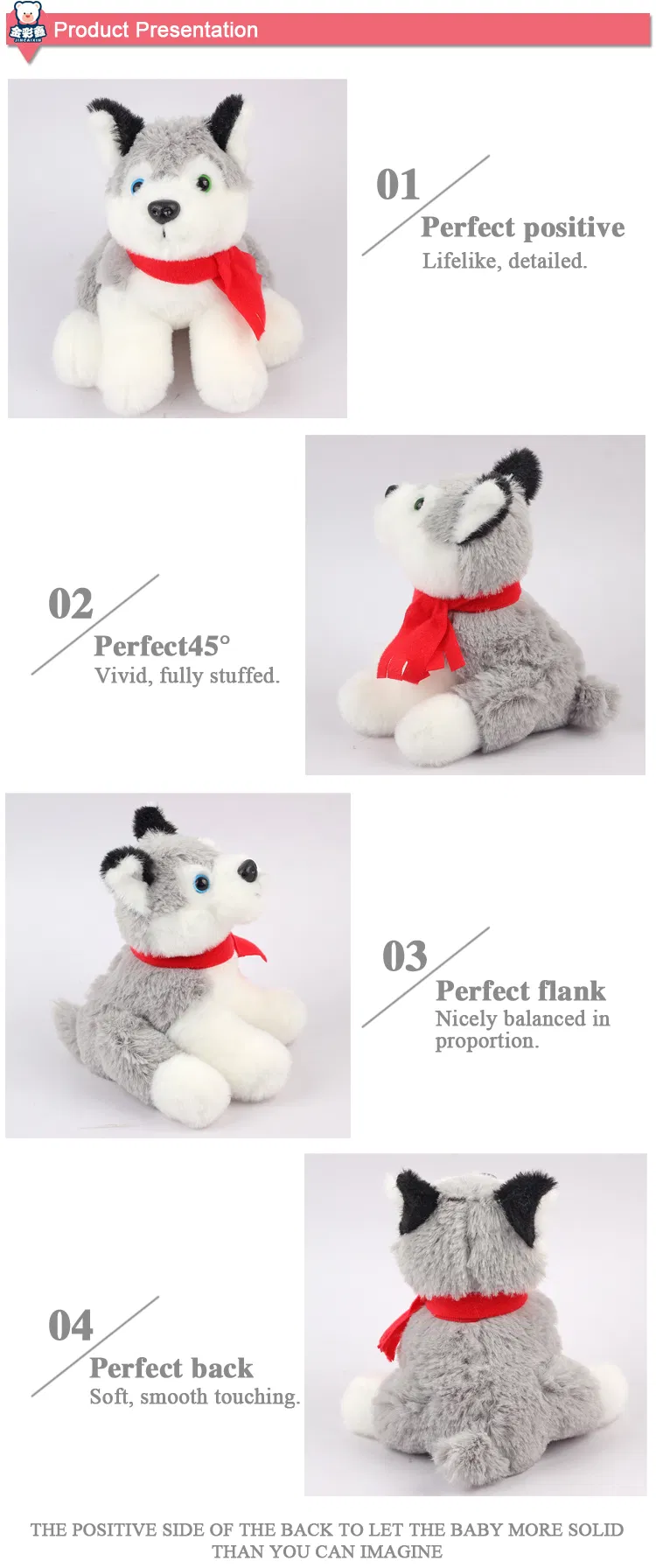 Colored Eyes 8cm Sitting Custom Dog Animal Stuffed Soft Toy Husky Plush