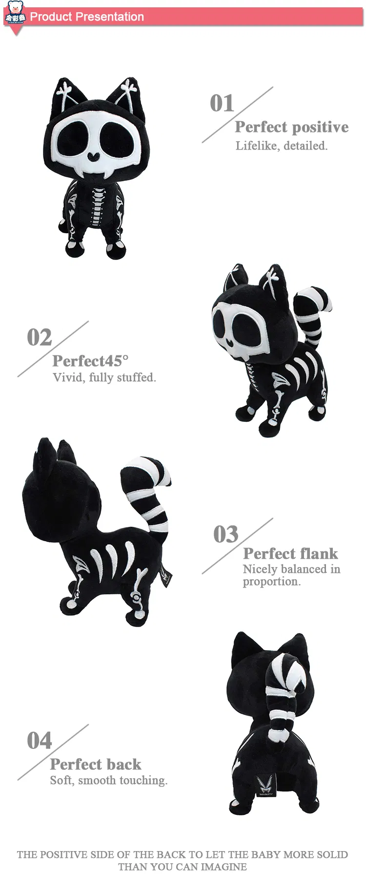 Custom Made 20cm Cat Skeleton Scary Soft Plush Toys Creepy Stuffed Animals