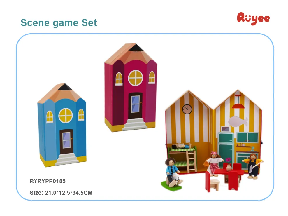 Custom Paper Wooden Block Furniture House Scene Educational Educational DIY Toys