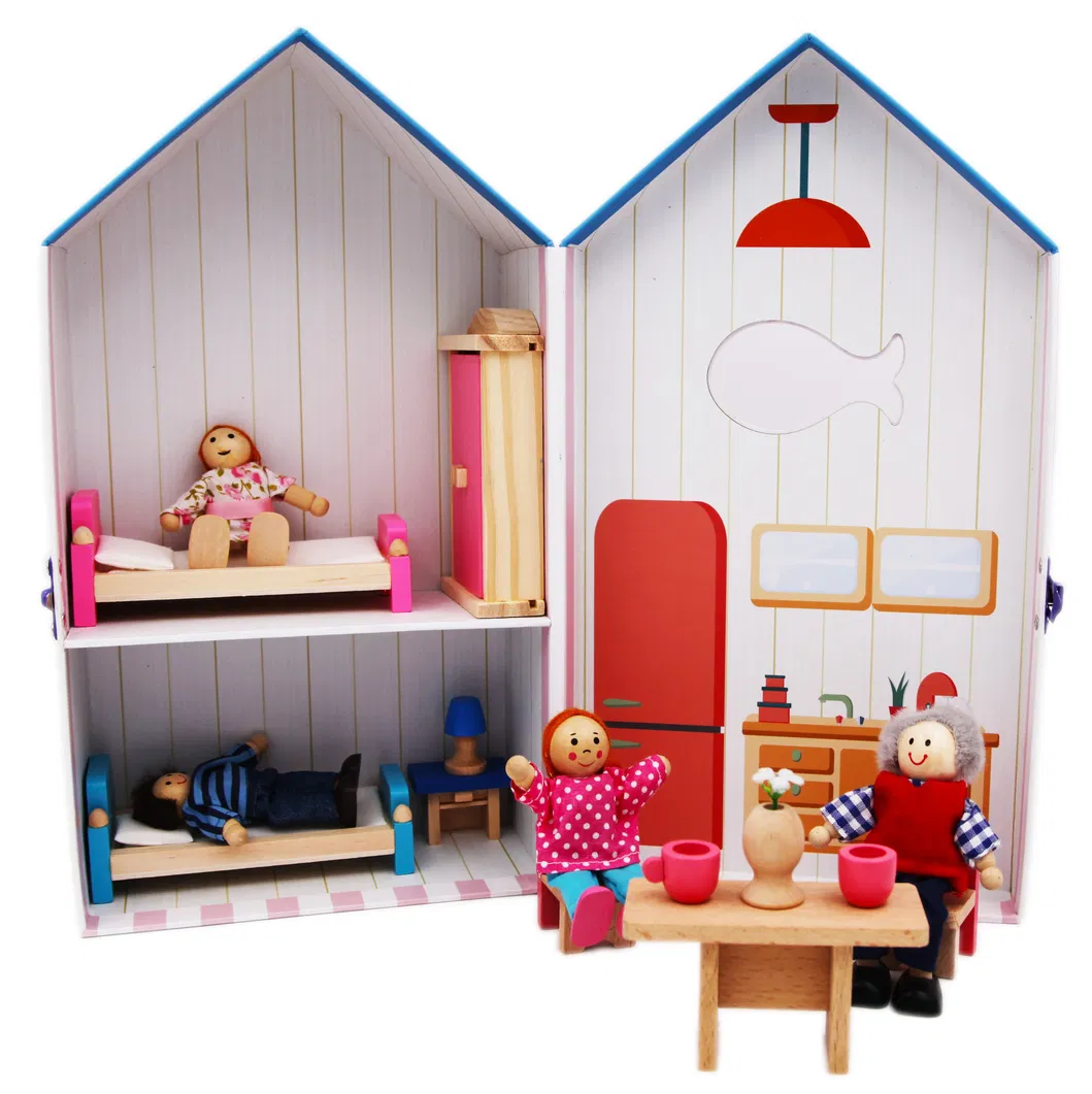 Custom Paper Wooden Block Furniture House Scene Educational Educational DIY Toys