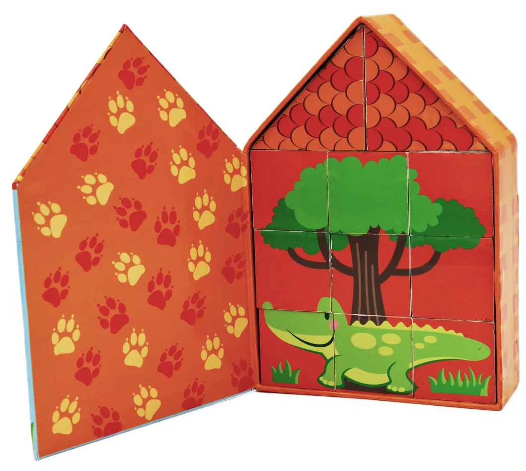 Custom Paper Wooden Block Furniture House Scene Educational Educational DIY Toys