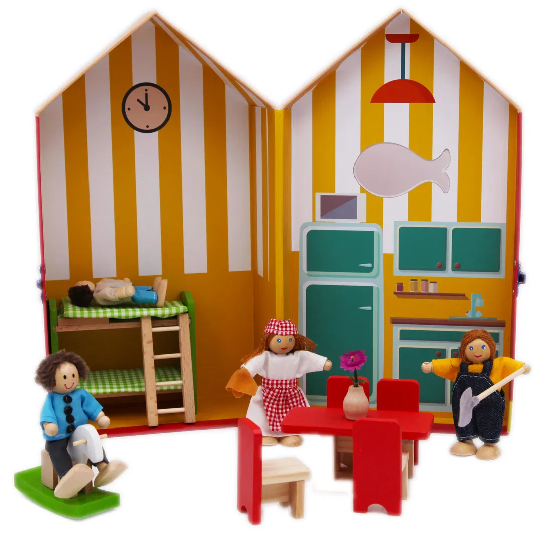 Custom Paper Wooden Block Furniture House Scene Educational Educational DIY Toys