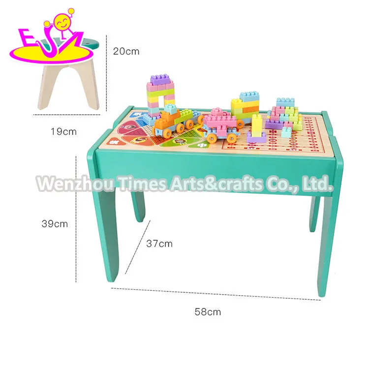 Customize Kids Wooden Building Block Learning Table with Storage W08g293