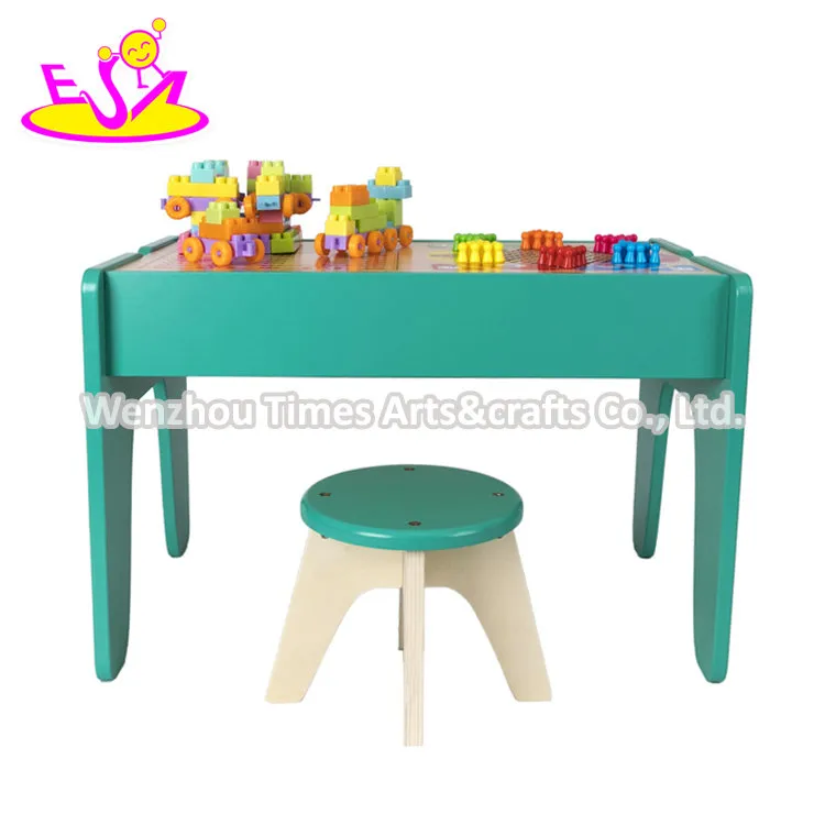 Customize Kids Wooden Building Block Learning Table with Storage W08g293