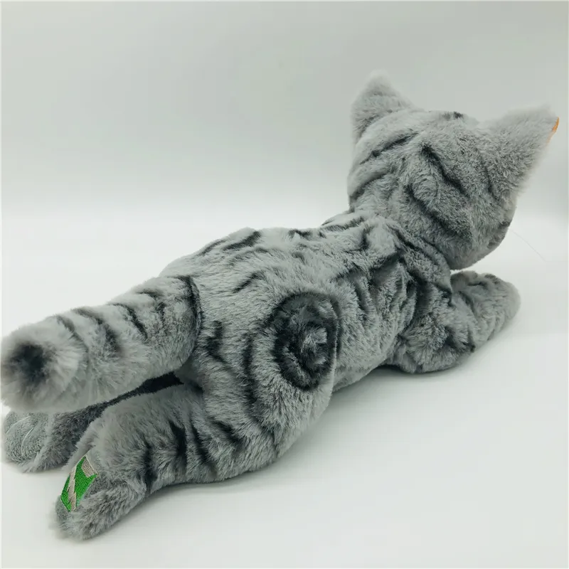 Customized Kawaii Soft Anime Cat Stuffed Animal Cat Toy Realistic Lying Cat Doll Plush Cat Gray Toy