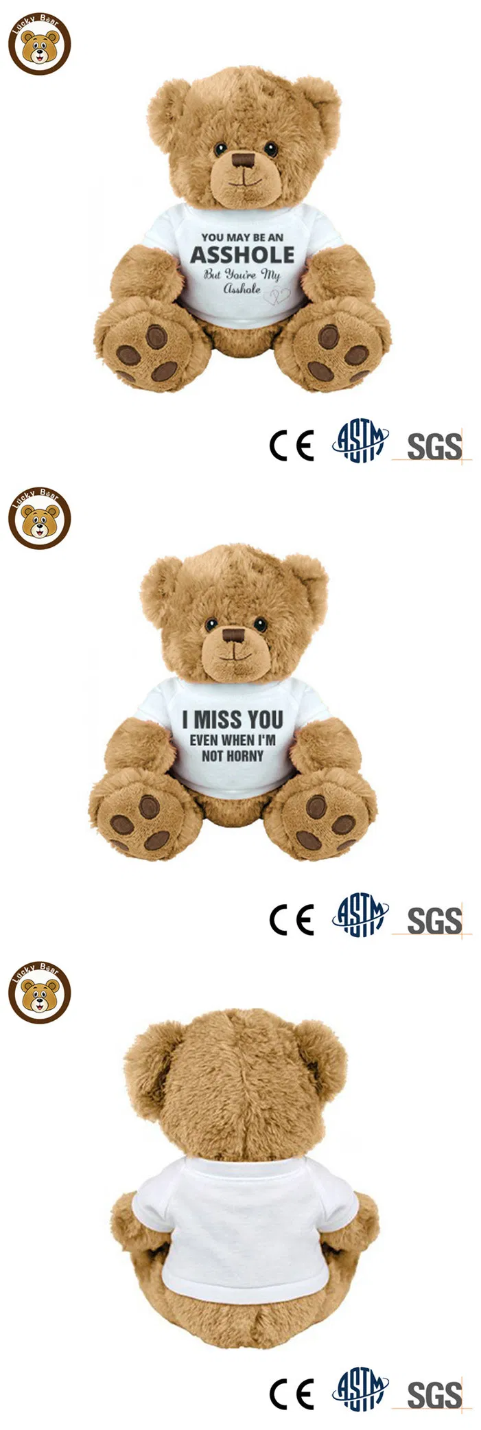 Cute Kids Stuffed Plush Teddy Bear with Custom Logo OEM Polyester Printable T-Shirt Baby Toy