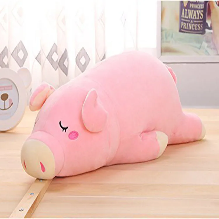 Cute Plush Toy Lying Animal Pink Pig Sofa Cushion Sleeping Pillow
