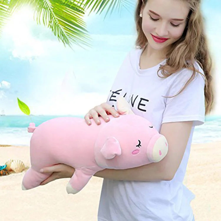 Cute Plush Toy Lying Animal Pink Pig Sofa Cushion Sleeping Pillow