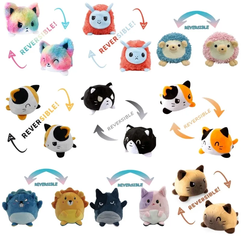 Cute Reversible Cat Kids Plushie Octopus Plush Animals Unicorn Double-Sided Flip Doll Cute Toys