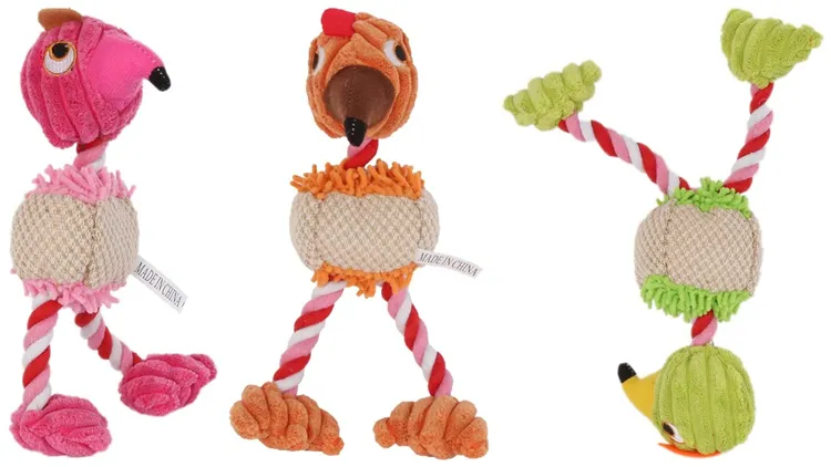 Dog Chew Soft Plush Donut Shaped Squeaking Sound Pet Toy