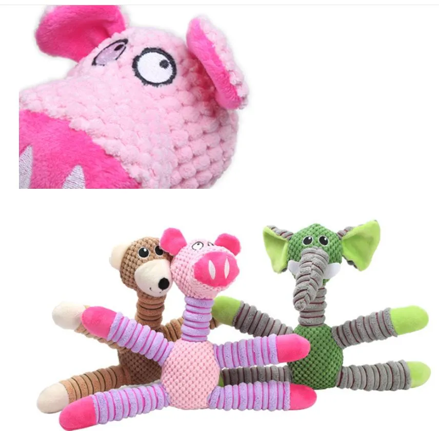 Dog Toy Teeth Grinding Sound Bite Resistant Plush Vent Boredom Belly Corn Velvet Elephant Bear Pig