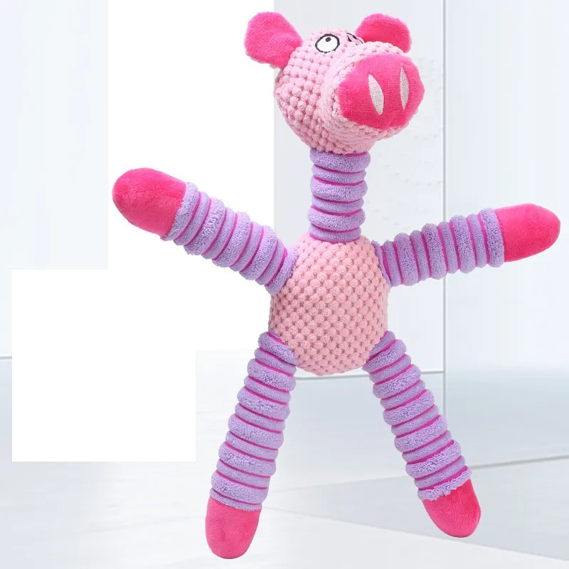 Dog Toy Teeth Grinding Sound Bite Resistant Plush Vent Boredom Belly Corn Velvet Elephant Bear Pig