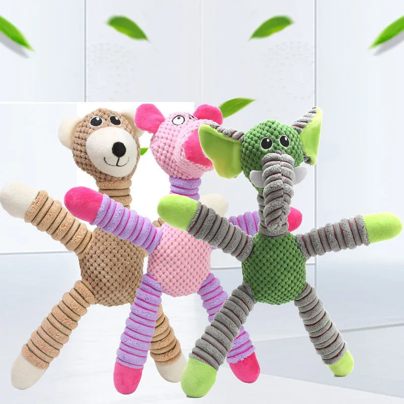 Dog Toy Teeth Grinding Sound Bite Resistant Plush Vent Boredom Belly Corn Velvet Elephant Bear Pig