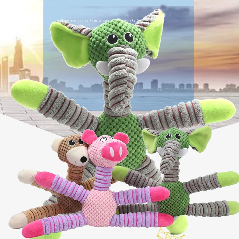 Dog Toy Teeth Grinding Sound Bite Resistant Plush Vent Boredom Belly Corn Velvet Elephant Bear Pig