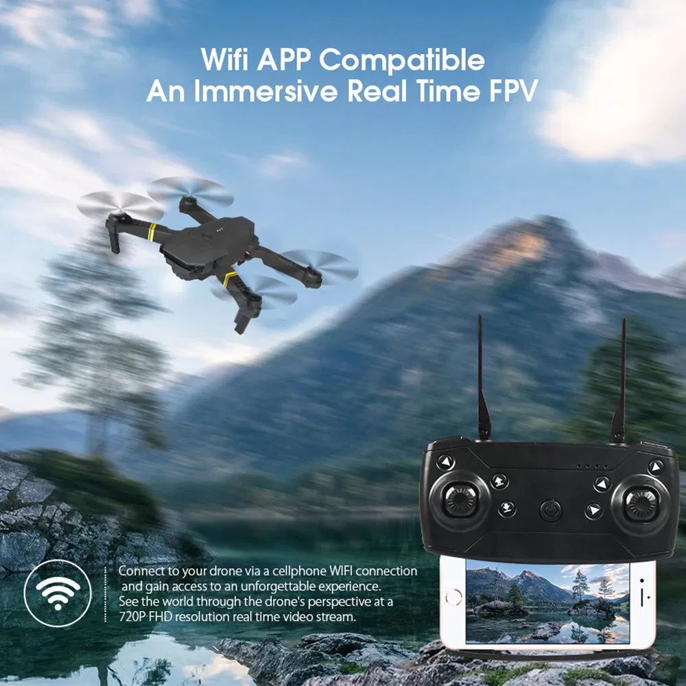 E58 Black Foldable Quadcopter RC Drone with 0.3MP/2.0MP/5.0MP Camera (E58-1080P-box)