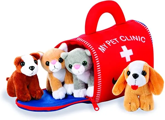 Factory Custom Design Plush Stuffed Toy Cartoon Cute Lying Dog Plush Toy with Bone Kids Play